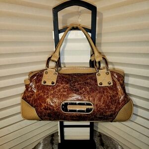 G by Guess Leather Brown and Tan Satchel